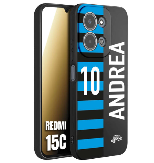 CUSTOMIZZA - Custodia cover nera morbida in tpu compatibile per Xiaomi Redmi 15C personalizzata calcio football nome e numero calciatori nerazzurra
