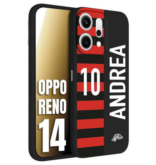 CUSTOMIZZA - Custodia cover nera morbida in tpu compatibile per Oppo Reno 14 personalizzata calcio football nome e numero calciatori rossonera