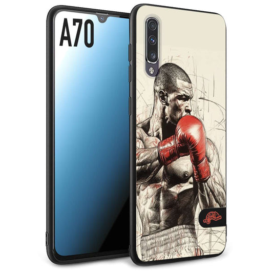 CUSTOMIZZA - Custodia cover nera morbida in tpu compatibile per Samsung A70 pugilato pugili disegno tattoo guantoni box sport ring