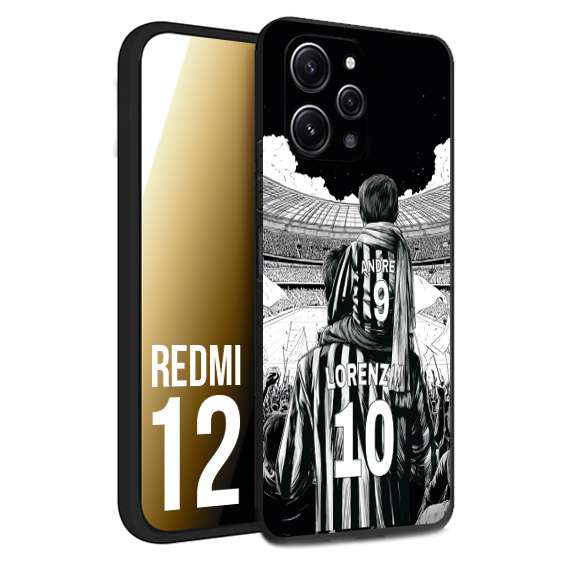 CUSTOMIZZA - Custodia cover nera morbida in tpu compatibile per Xiaomi Redmi 12 personalizzata calcio football nome e numero calciatori bianconeri bianca e nera