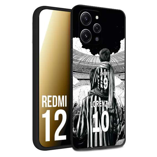 CUSTOMIZZA - Custodia cover nera morbida in tpu compatibile per Xiaomi Redmi 12 personalizzata calcio football nome e numero calciatori bianconeri bianca e nera
