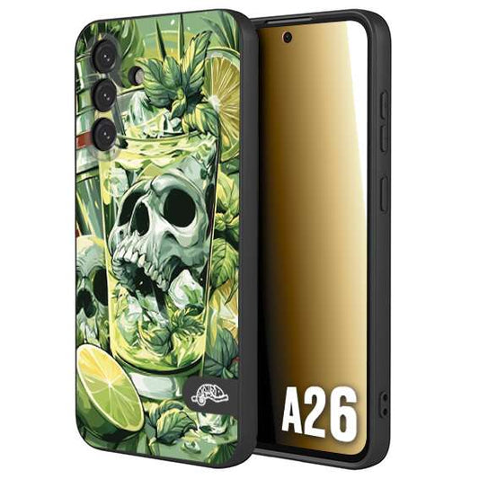 CUSTOMIZZA - Custodia cover nera morbida in tpu compatibile per Samsung A26 Mojito cocktail teschio illustrazione drink lime menta ghiacci tropicale street art