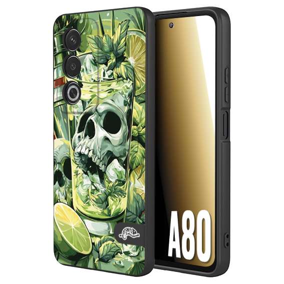 CUSTOMIZZA - Custodia cover nera morbida in tpu compatibile per Oppo A80 Mojito cocktail teschio illustrazione drink lime menta ghiacci tropicale street art