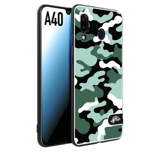 CUSTOMIZZA - Custodia cover nera morbida in tpu compatibile per Samsung A40 camouflage mimetico militare verde green