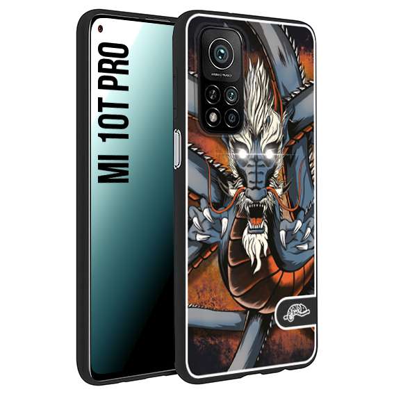 CUSTOMIZZA - Custodia cover nera morbida in tpu compatibile per Xiaomi Mi 10T PRO drago giapponese tattoo japan dragon