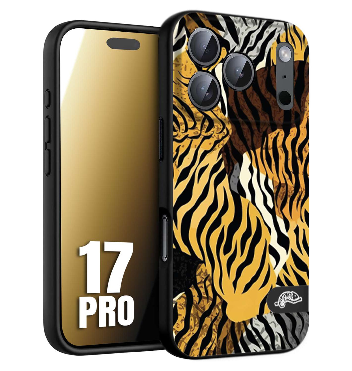 CUSTOMIZZA - Custodia cover nera morbida in tpu compatibile per iPhone 17 PRO leopardato tigrato tiger colorata donna fashion estate