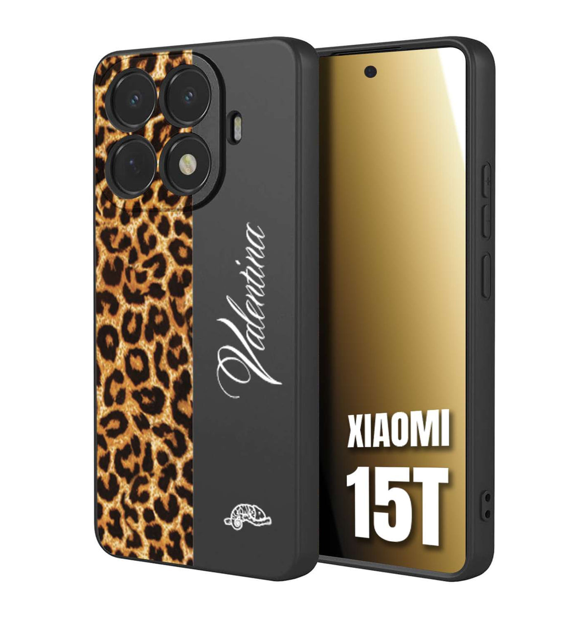 CUSTOMIZZA - Custodia cover nera morbida in tpu compatibile per Xiaomi 15T custom nome scritta leopardato maculato donna marrone leopard