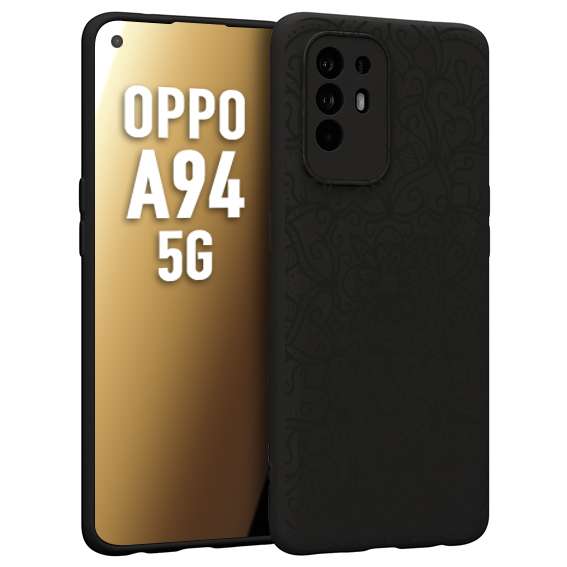 CUSTOMIZZA - Custodia cover nera morbida in tpu compatibile per Oppo A94 5G mandala nero fiore vedo non vedo donna