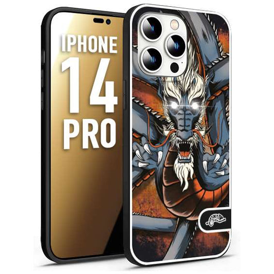 CUSTOMIZZA - Custodia cover nera morbida in tpu compatibile per iPhone 14 PRO drago giapponese tattoo japan dragon