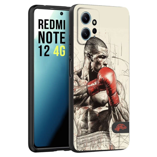 CUSTOMIZZA - Custodia cover nera morbida in tpu compatibile per Xiaomi Redmi Note 12 4G pugilato pugili disegno tattoo guantoni box sport ring