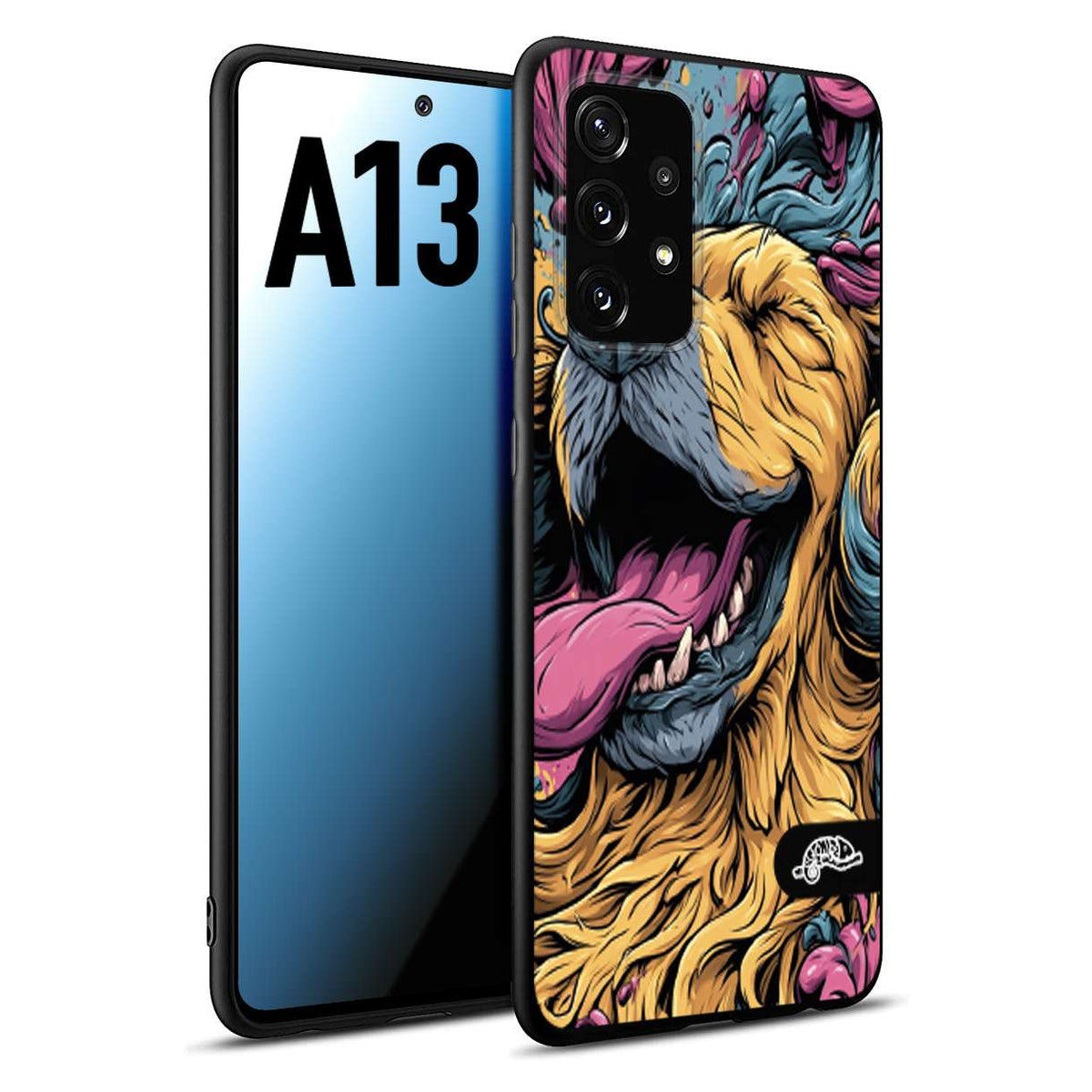 CUSTOMIZZA - Custodia cover nera morbida in tpu compatibile per Samsung A13 Negroni cocktail teschio illustrazione rosso arancia ghiaccio piccante street art fumetto