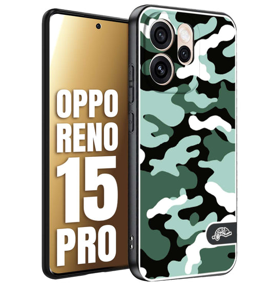 CUSTOMIZZA - Custodia cover nera morbida in tpu compatibile per Oppo Reno 15 PRO camouflage mimetico militare verde green