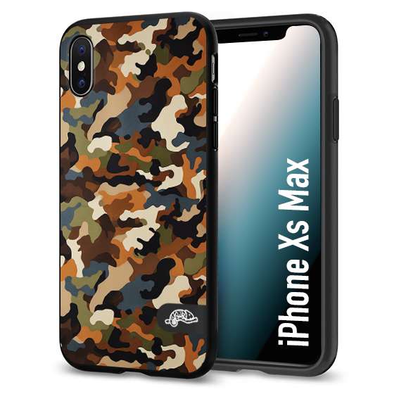 CUSTOMIZZA - Custodia cover nera morbida in tpu compatibile per iPhone Xs Max camouflage mimetico militare moderno blu marrone beige