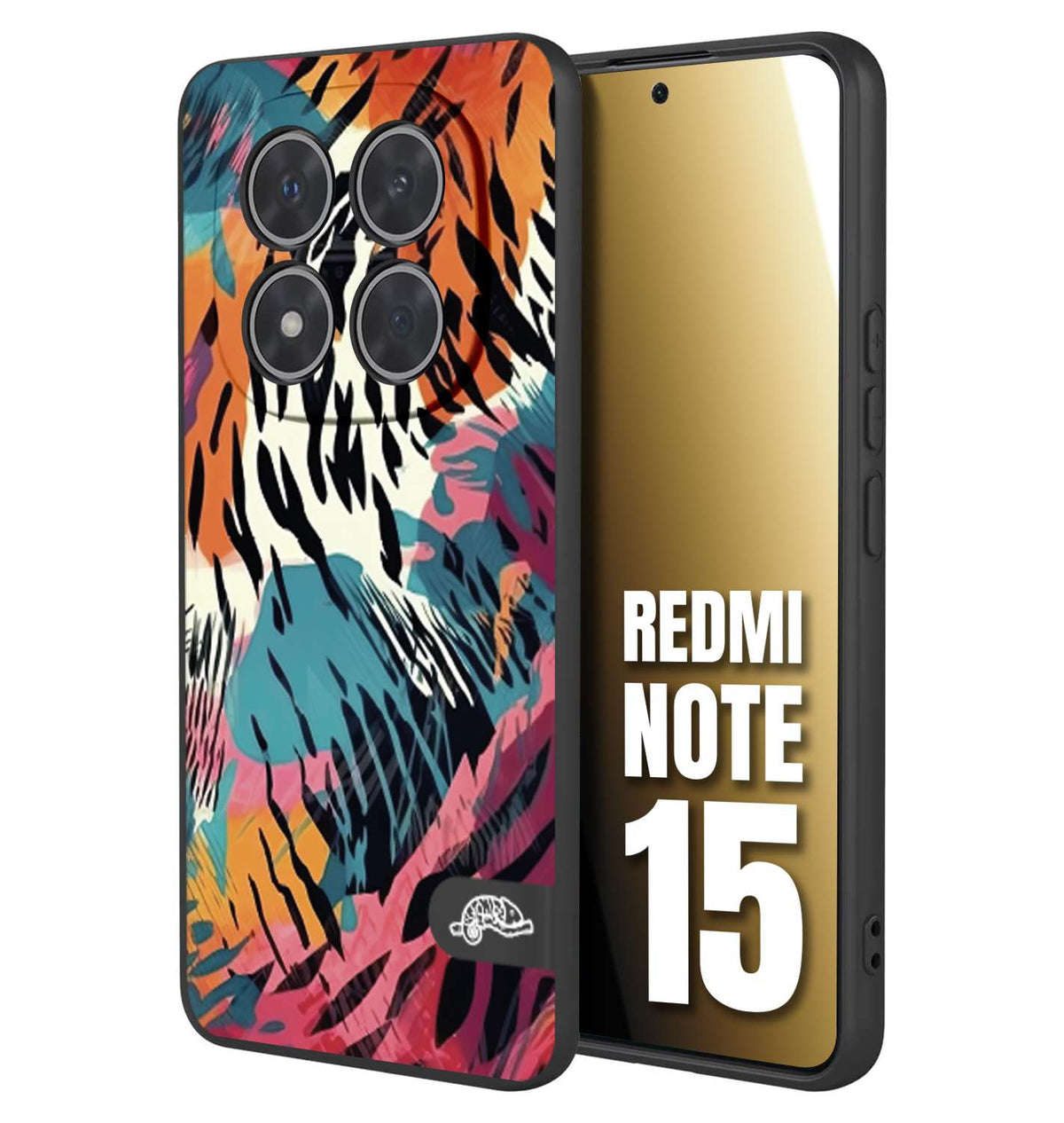 CUSTOMIZZA - Custodia cover nera morbida in tpu compatibile per Xiaomi Redmi Note 15 leopardato maculato tigrato tiger colorata summer color
