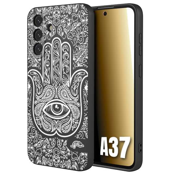CUSTOMIZZA - Custodia cover nera morbida in tpu compatibile per Samsung A37 mano di fatima effetto rilievo mandala donna