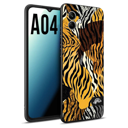 CUSTOMIZZA - Custodia cover nera morbida in tpu compatibile per Samsung A04 leopardato tigrato tiger colorata donna fashion estate
