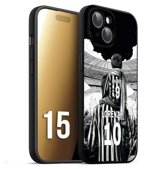 CUSTOMIZZA - Custodia cover nera morbida in tpu compatibile per iPhone 15 personalizzata calcio football nome e numero calciatori bianconeri bianca e nera