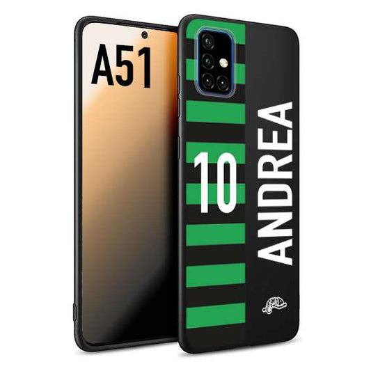 CUSTOMIZZA - Custodia cover nera morbida in tpu compatibile per Samsung A51 personalizzata calcio football nome e numero calciatori neroverde