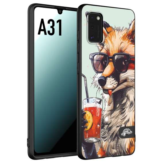 CUSTOMIZZA - Custodia cover nera morbida in tpu compatibile per Samsung A31 estate disegnata cocktails animali simpatici fox volpe negroni