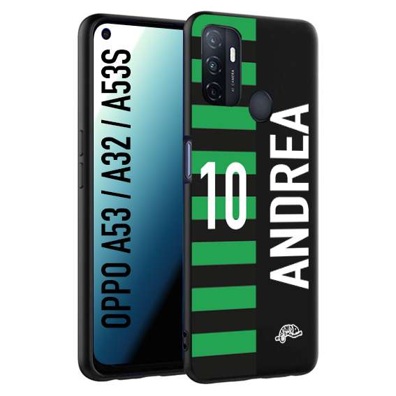 CUSTOMIZZA - Custodia cover nera morbida in tpu compatibile per Oppo A53 - A32 - A53S personalizzata calcio football nome e numero calciatori neroverde