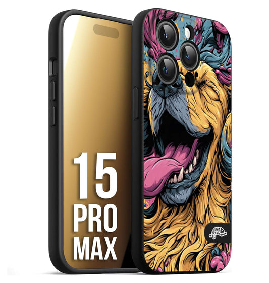 CUSTOMIZZA - Custodia cover nera morbida in tpu compatibile per iPhone 15 PRO MAX Golden Retriever illustrazione cane pop art cane street art cartone animato