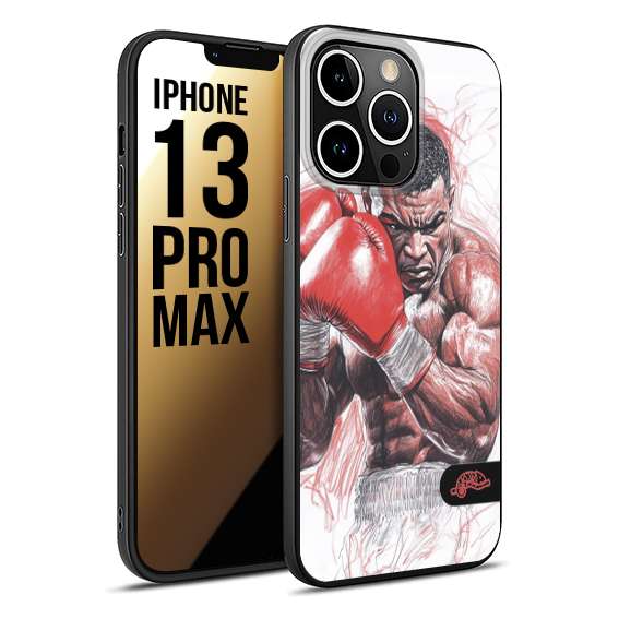 CUSTOMIZZA - Custodia cover nera morbida in tpu compatibile per iPhone 13 PRO MAX pugilato pugili disegno tattoo guantoni boxer pesi massimi iron mike