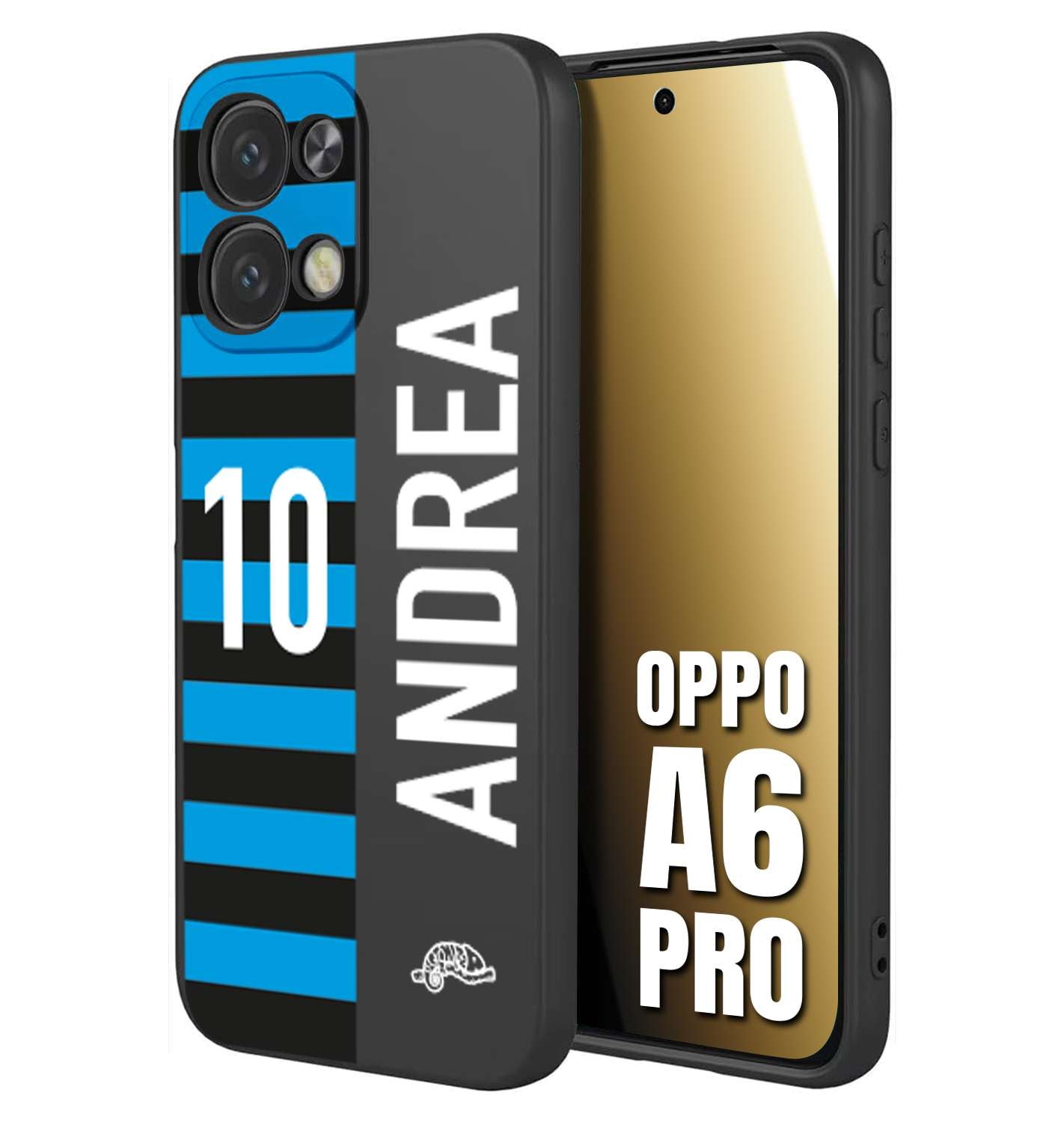 CUSTOMIZZA - Custodia cover nera morbida in tpu compatibile per Oppo A6 PRO personalizzata calcio football nome e numero calciatori nerazzurra