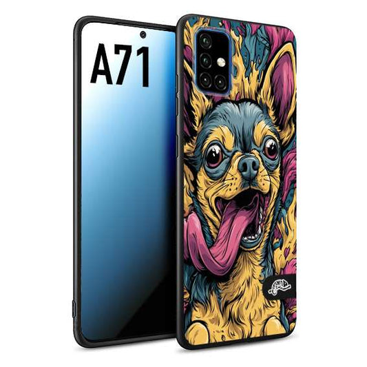 CUSTOMIZZA - Custodia cover nera morbida in tpu compatibile per Samsung A71 Chihuahua illustrazione cane pop art cane street art cartone animato
