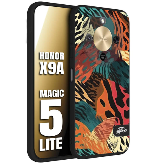 CUSTOMIZZA - Custodia cover nera morbida in tpu compatibile per Honor X9A - Honor Magic 5 Lite leopardato tigrato tiger colorata summer arancio verde fucsia
