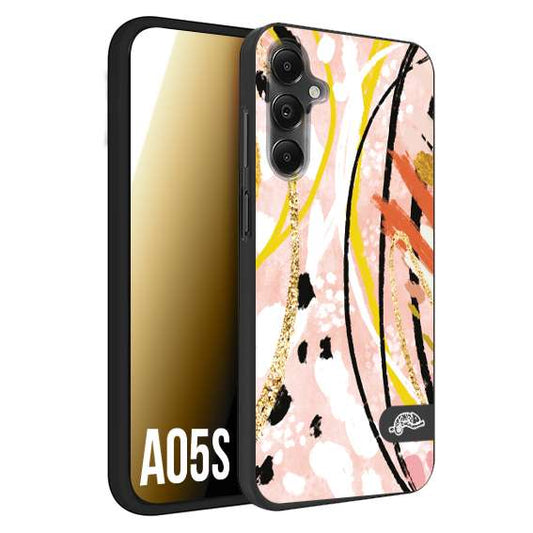 CUSTOMIZZA - Custodia cover nera morbida in tpu compatibile per Samsung A05S fiori astratti donna zebrato leopardato fantasia dorata gialla rosa colorata