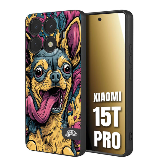 CUSTOMIZZA - Custodia cover nera morbida in tpu compatibile per Xiaomi 15T PRO Chihuahua illustrazione cane pop art cane street art cartone animato