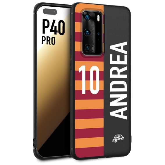 CUSTOMIZZA - Custodia cover nera morbida in tpu compatibile per Huawei P40 PRO personalizzata calcio football nome e numero calciatori giallo rossi