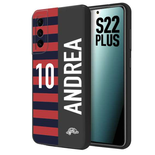 CUSTOMIZZA - Custodia cover nera morbida in tpu compatibile per Samsung S22 PLUS personalizzata calcio football nome e numero calciatori rossoblu