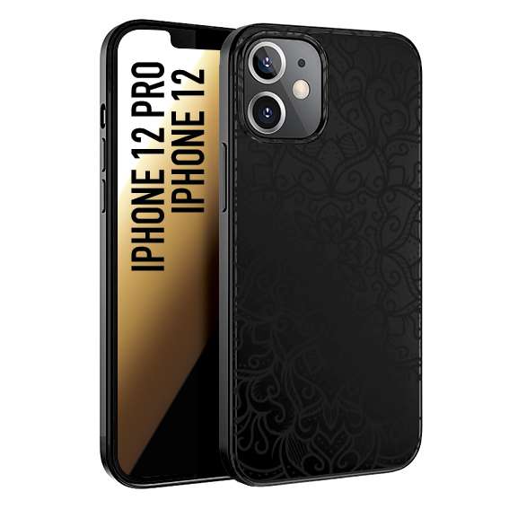 CUSTOMIZZA - Custodia cover nera morbida in tpu compatibile per iPhone 12 - 12 PRO mandala nero fiore vedo non vedo donna