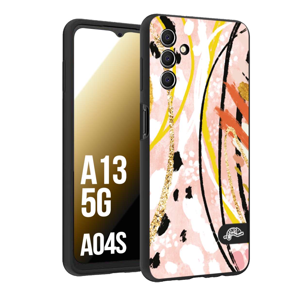 CUSTOMIZZA - Custodia cover nera morbida in tpu compatibile per Samsung A04S - A13 5G fiori astratti donna zebrato leopardato fantasia dorata gialla rosa colorata