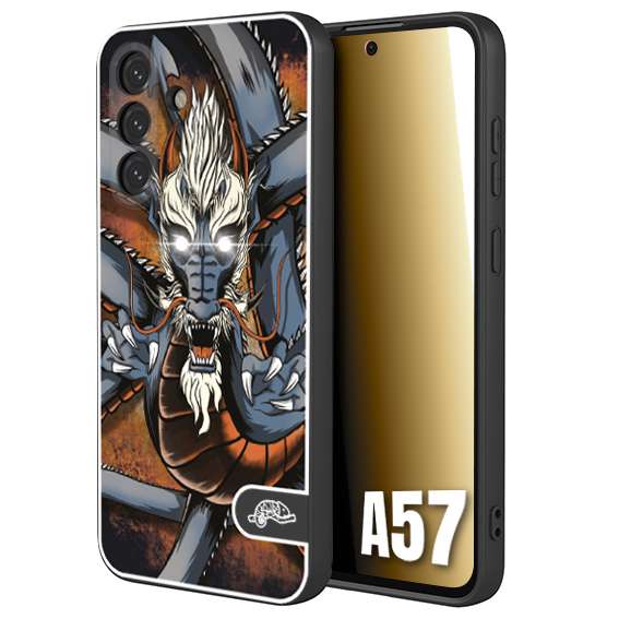 CUSTOMIZZA - Custodia cover nera morbida in tpu compatibile per Samsung A57 drago giapponese tattoo japan dragon