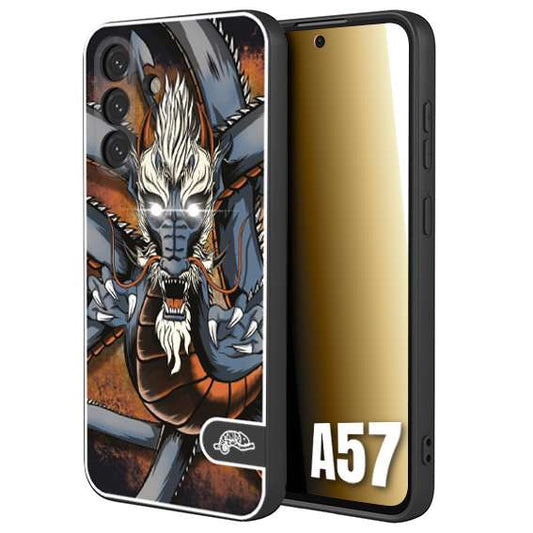 CUSTOMIZZA - Custodia cover nera morbida in tpu compatibile per Samsung A57 drago giapponese tattoo japan dragon