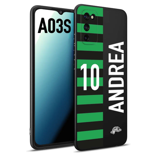 CUSTOMIZZA - Custodia cover nera morbida in tpu compatibile per Samsung A03S personalizzata calcio football nome e numero calciatori neroverde