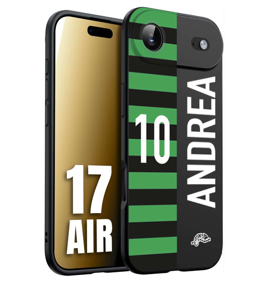 CUSTOMIZZA - Custodia cover nera morbida in tpu compatibile per iPhone 17 AIR personalizzata calcio football nome e numero calciatori neroverde