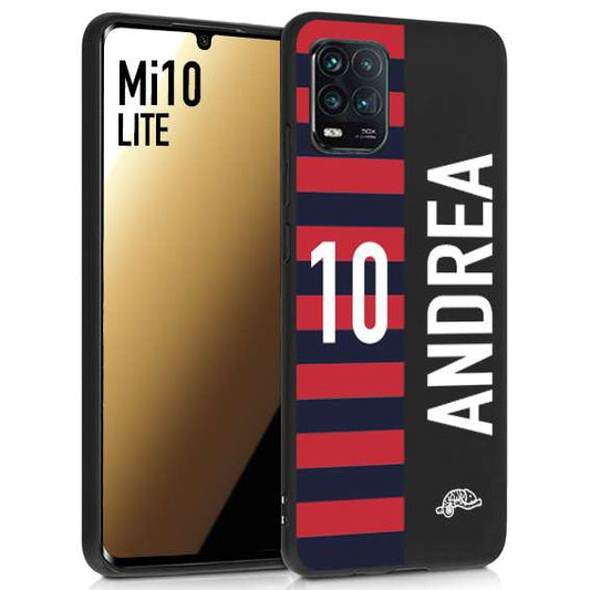 CUSTOMIZZA - Custodia cover nera morbida in tpu compatibile per Xiaomi Mi 10 LITE personalizzata calcio football nome e numero calciatori rossoblu