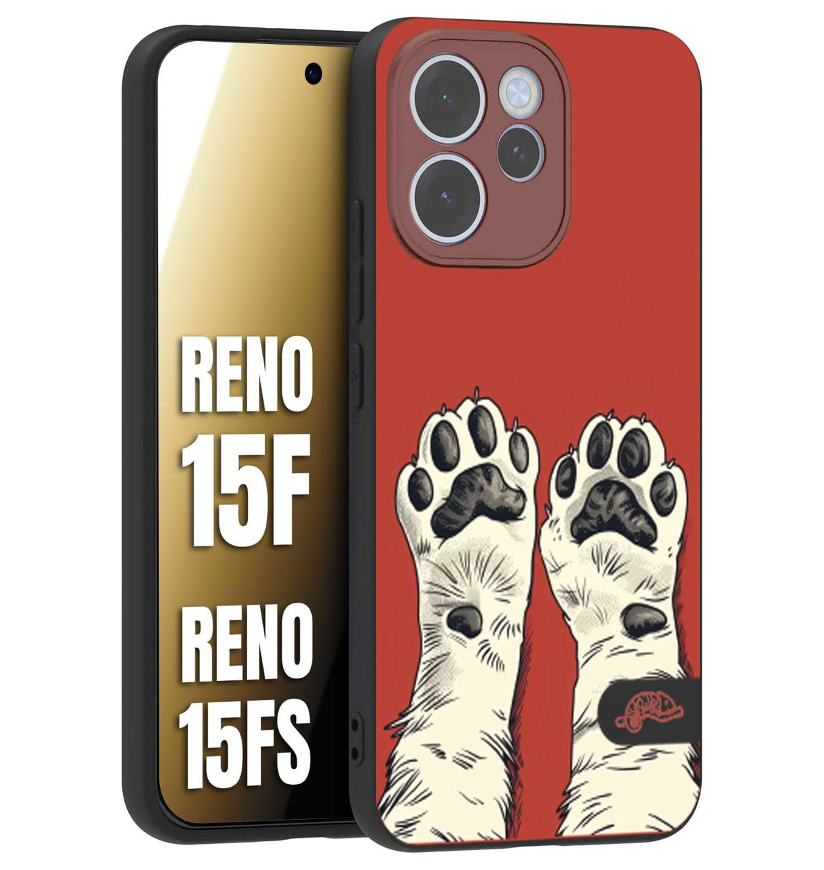 CUSTOMIZZA - Custodia cover nera morbida in tpu compatibile per Oppo Reno 15 F - Reno 15 FS zampe di gatto cat paws rossa red disegnata fumetto cartoon