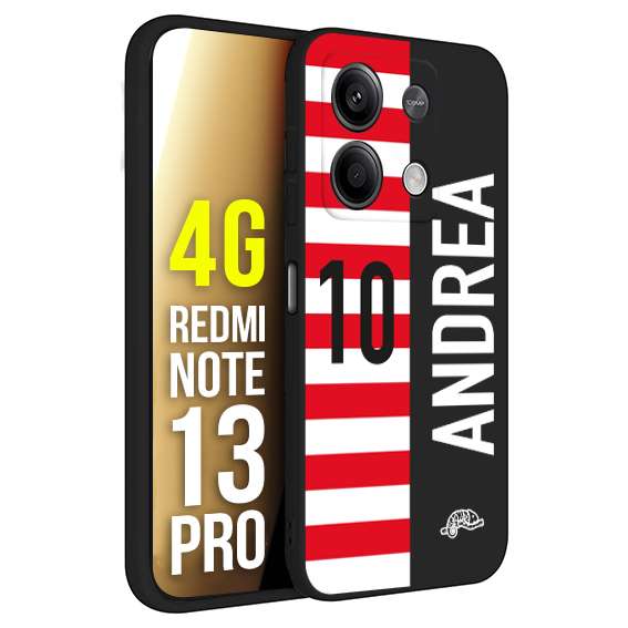 CUSTOMIZZA - Custodia cover nera morbida in tpu compatibile per Xiaomi Redmi Note 13 PRO 4G personalizzata calcio football nome e numero calciatori bianco rossa