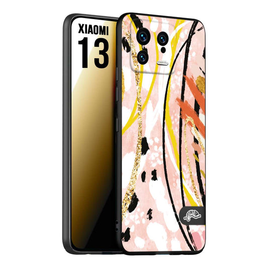 CUSTOMIZZA - Custodia cover nera morbida in tpu compatibile per Xiaomi 13 fiori astratti donna zebrato leopardato fantasia dorata gialla rosa colorata