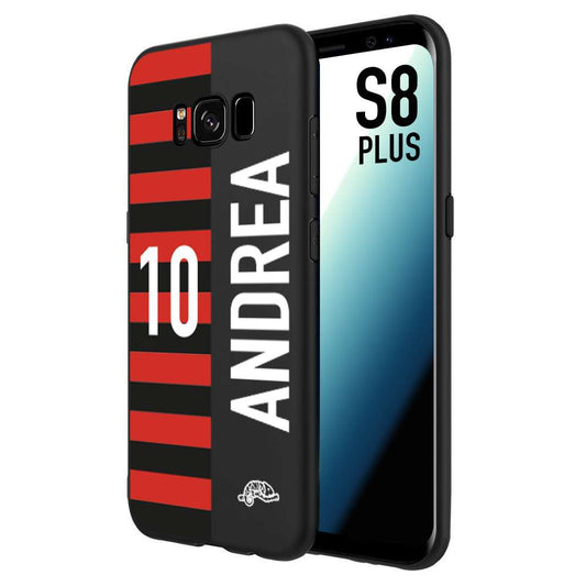 CUSTOMIZZA - Custodia cover nera morbida in tpu compatibile per Samsung S8 PLUS personalizzata calcio football nome e numero calciatori rossonera