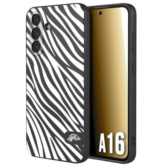 CUSTOMIZZA - Custodia cover nera morbida in tpu compatibile per Samsung A16 zebrata maculata a rilievo soft touch donna bianca