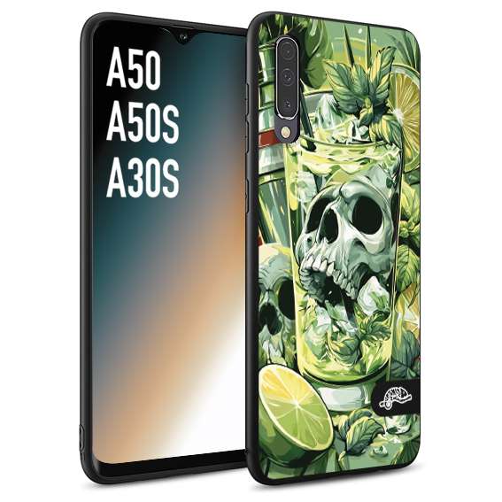 CUSTOMIZZA - Custodia cover nera morbida in tpu compatibile per Samsung A50 - A50S - A30S Mojito cocktail teschio illustrazione drink lime menta ghiacci tropicale street art