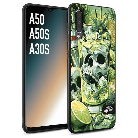 CUSTOMIZZA - Custodia cover nera morbida in tpu compatibile per Samsung A50 - A50S - A30S Mojito cocktail teschio illustrazione drink lime menta ghiacci tropicale street art