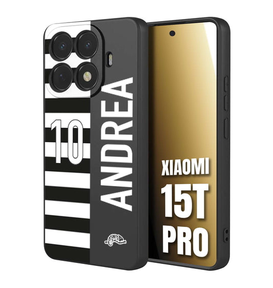 CUSTOMIZZA - Custodia cover nera morbida in tpu compatibile per Xiaomi 15T PRO personalizzata calcio football nome e numero calciatori bianconera