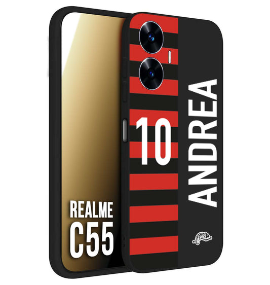 CUSTOMIZZA - Custodia cover nera morbida in tpu compatibile per Oppo C55 personalizzata calcio football nome e numero calciatori rossonera