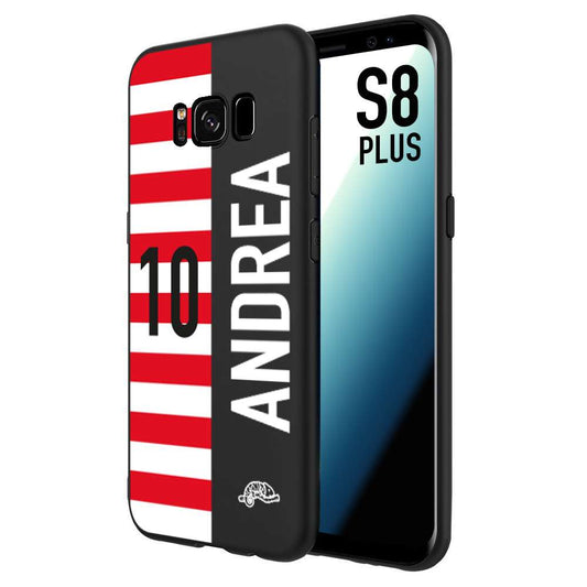 CUSTOMIZZA - Custodia cover nera morbida in tpu compatibile per Samsung S8 PLUS personalizzata calcio football nome e numero calciatori bianco rossa